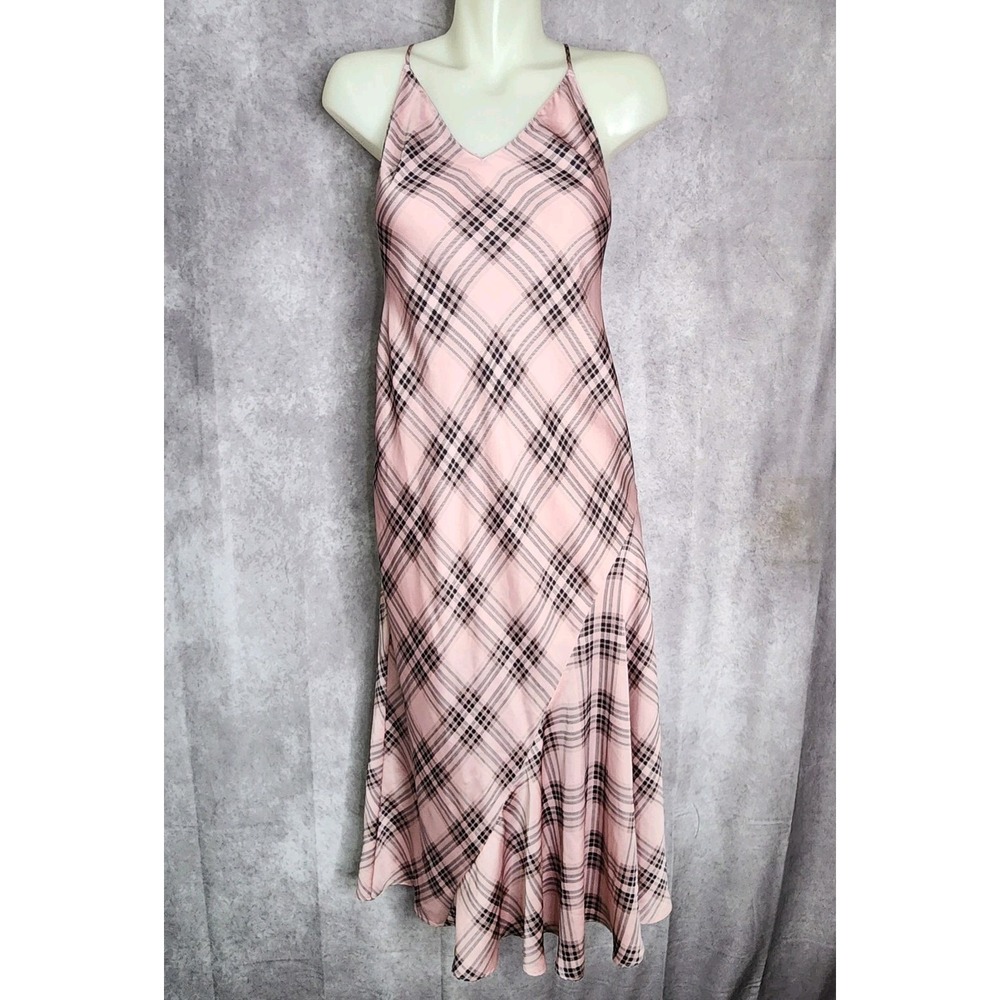 Victoria's Secret Pink Plaid Satin Slip Dress